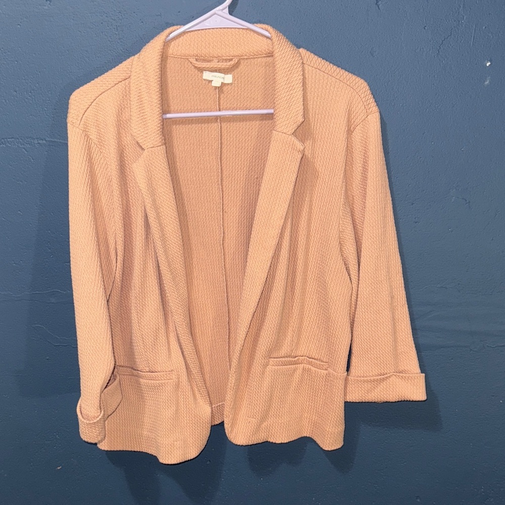Pink Blazer with Rolled Sleeves